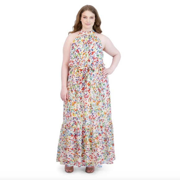 JULIA JORDAN MOCK NECK HALTER DRESS: Size 14W - Picture 3 of 14